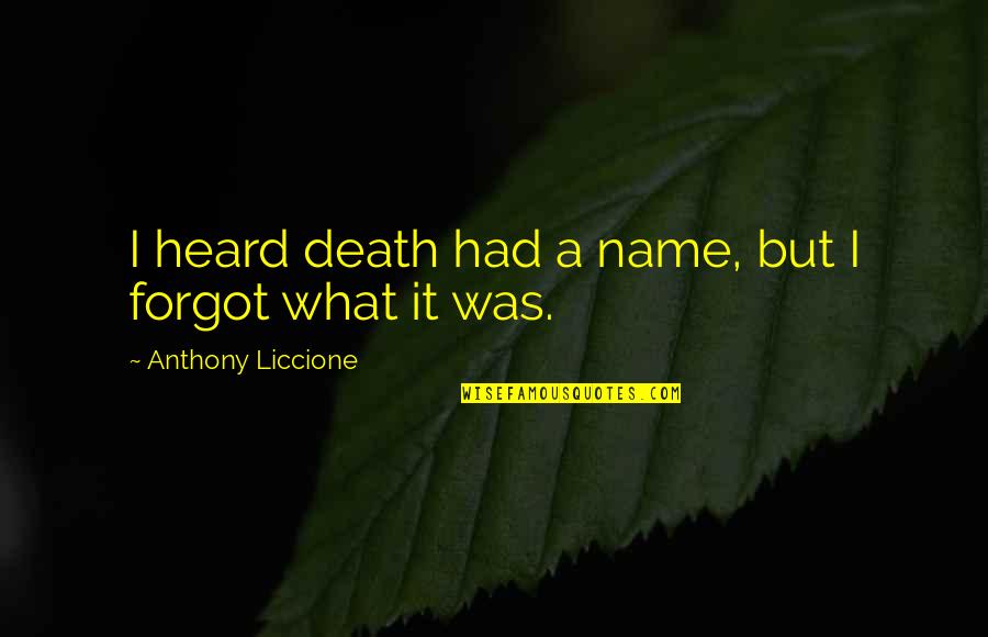 Khadakwasla Reservoir Quotes By Anthony Liccione: I heard death had a name, but I Khadakwasla Reservoir Quotes By Anthony Liccione: I heard death had a name, but I