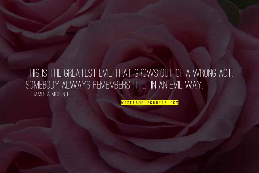 Khadijat Sanni Quotes By James A. Michener: This is the greatest evil that grows out Khadijat Sanni Quotes By James A. Michener: This is the greatest evil that grows out