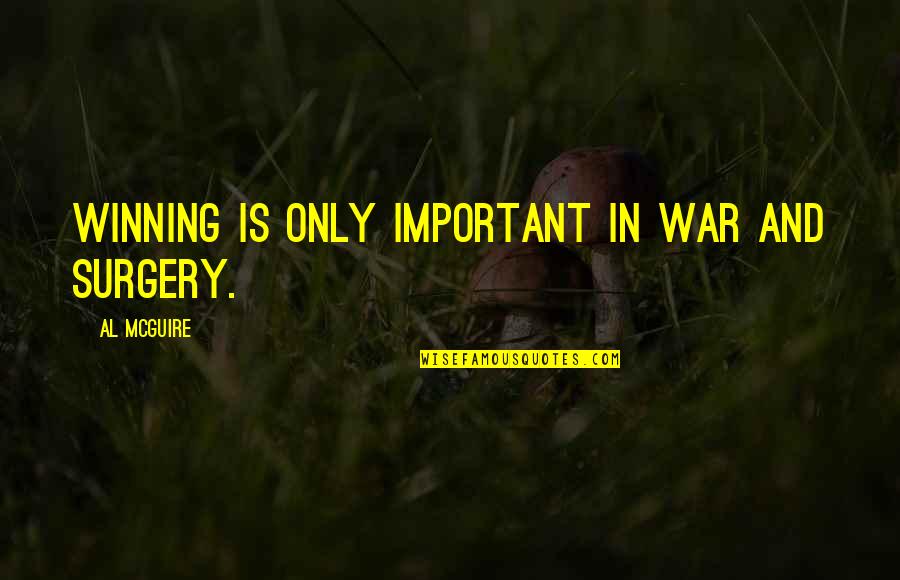 Khafa Quotes By Al McGuire: Winning is only important in war and surgery. Khafa Quotes By Al McGuire: Winning is only important in war and surgery.