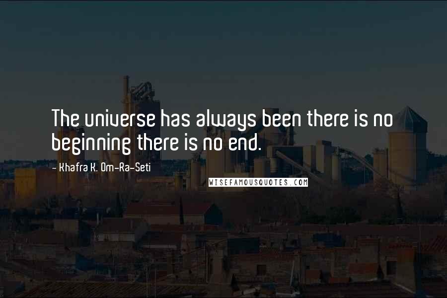 Khafra K. Om-Ra-Seti quotes: The universe has always been there is no beginning there is no end.