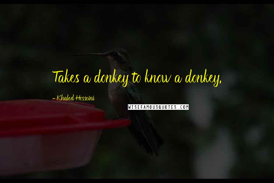 Khaled Hosseini quotes: Takes a donkey to know a donkey.