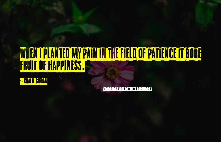 Khalil Gibran quotes: When I planted my pain in the field of patience it bore fruit of happiness.