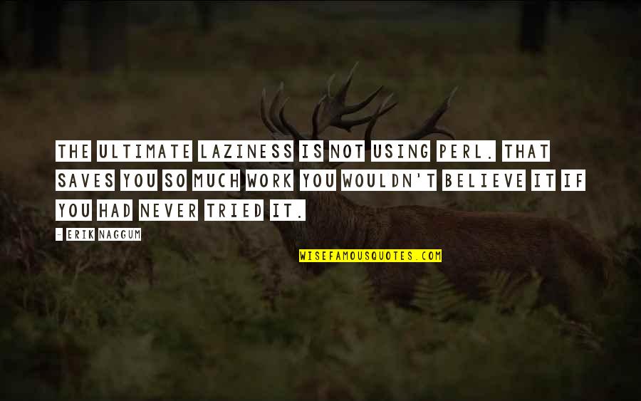 Khamba Quotes By Erik Naggum: The ultimate laziness is not using Perl. That