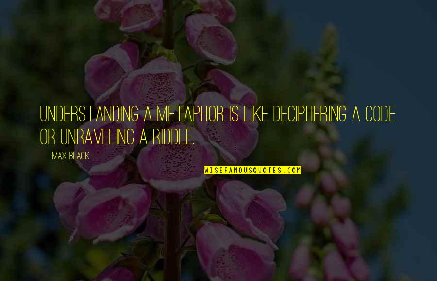 Khamisiyah Demolition Quotes By Max Black: Understanding a metaphor is like deciphering a code