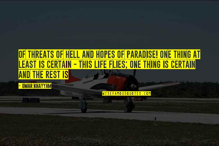 Khayyam Quotes By Omar Khayyam: Of threats of Hell and Hopes of Paradise!