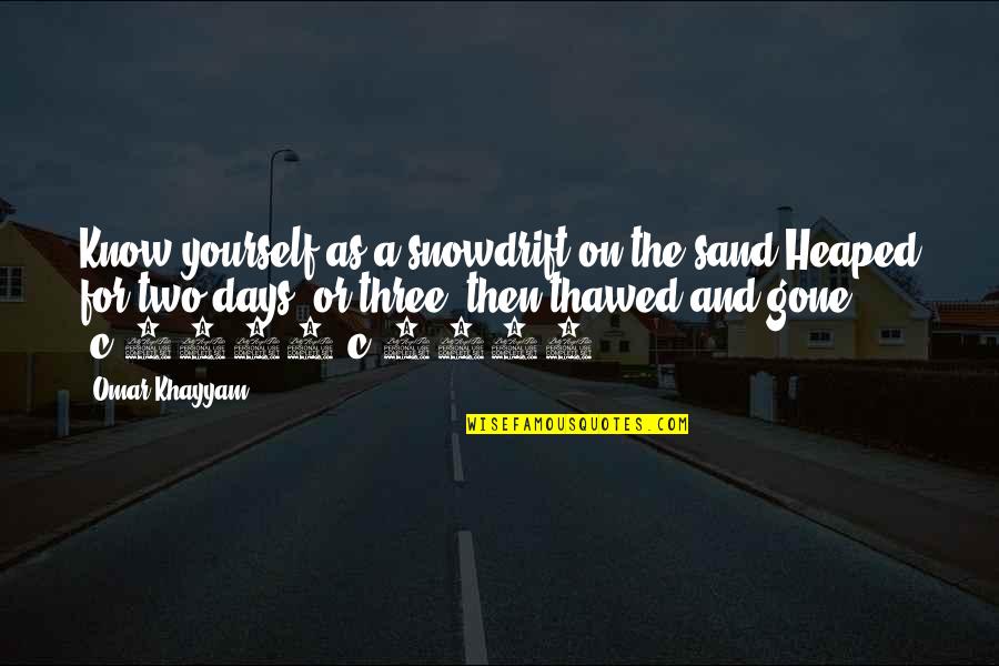 Khayyam Quotes By Omar Khayyam: Know yourself as a snowdrift on the sand