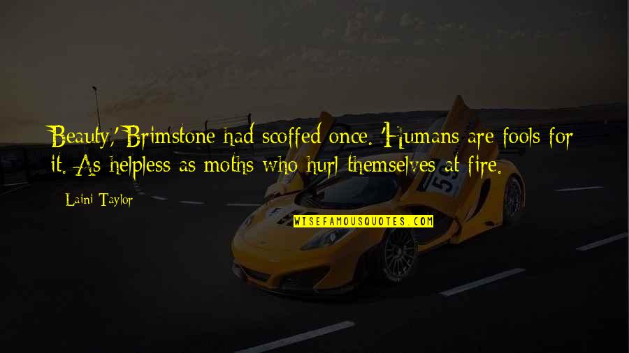 Khnhe Quotes By Laini Taylor: Beauty,' Brimstone had scoffed once. 'Humans are fools Khnhe Quotes By Laini Taylor: Beauty,' Brimstone had scoffed once. 'Humans are fools