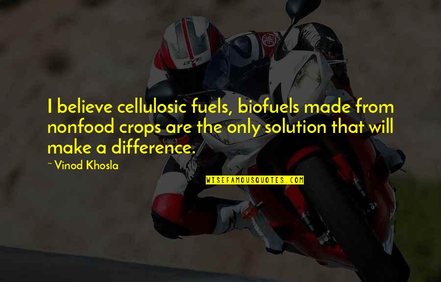 Khosla Quotes By Vinod Khosla: I believe cellulosic fuels, biofuels made from nonfood Khosla Quotes By Vinod Khosla: I believe cellulosic fuels, biofuels made from nonfood