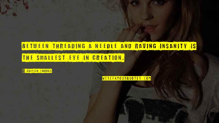 Khouangsi Quotes By Caitlin Thomas: Between threading a needle and raving insanity is