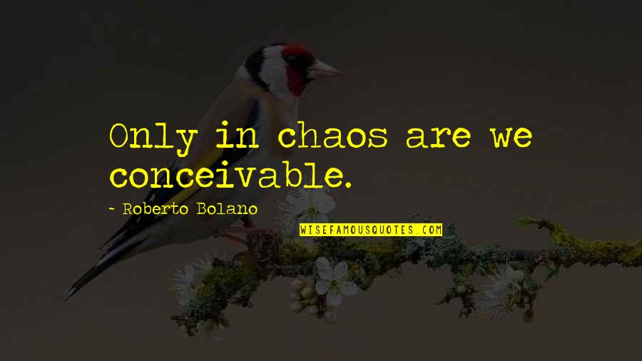 Khtn9 Quotes By Roberto Bolano: Only in chaos are we conceivable.
