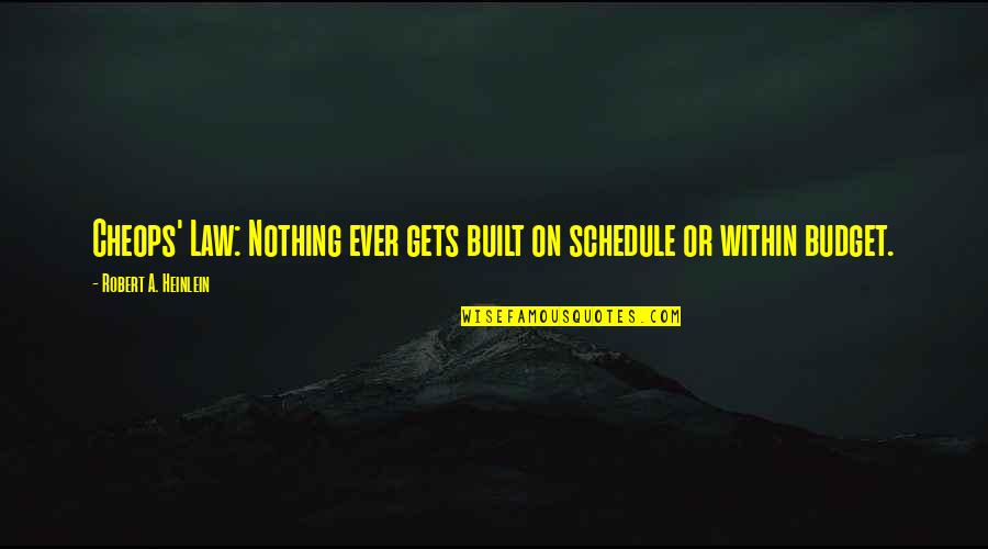 Khufu's Quotes By Robert A. Heinlein: Cheops' Law: Nothing ever gets built on schedule