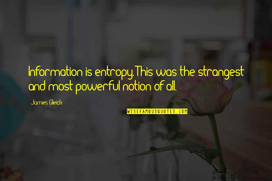 Khuraman Muradzade Quotes By James Gleick: Information is entropy. This was the strangest and