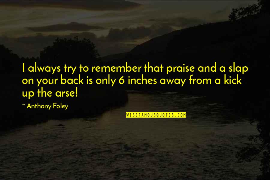 Kick Your Arse Quotes By Anthony Foley: I always try to remember that praise and
