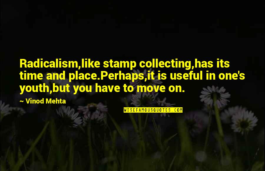 Kickapoos At Kanakuk Quotes By Vinod Mehta: Radicalism,like stamp collecting,has its time and place.Perhaps,it is