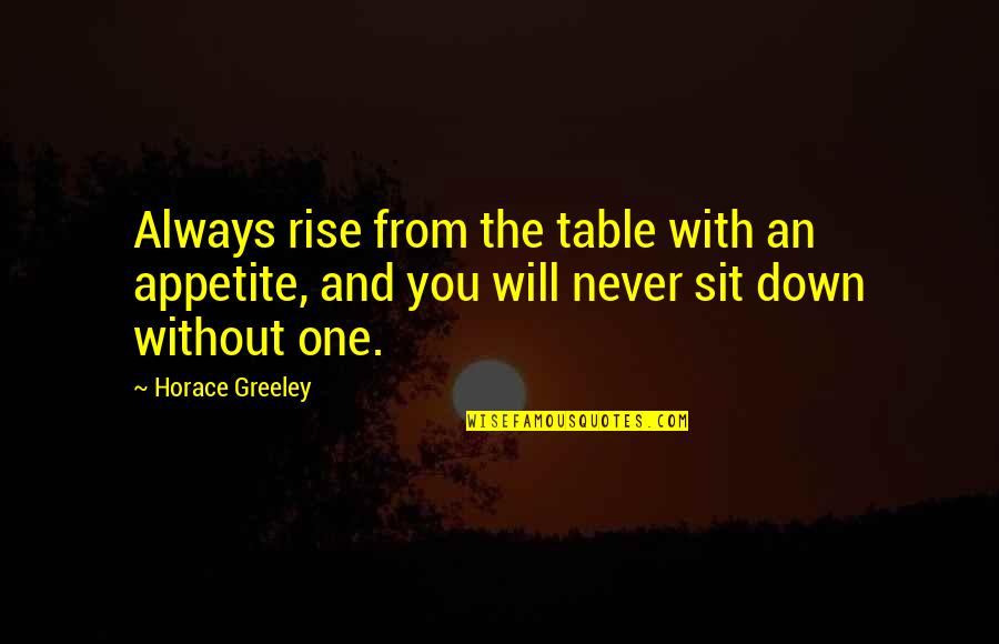 Kickflip Juice Quotes By Horace Greeley: Always rise from the table with an appetite,
