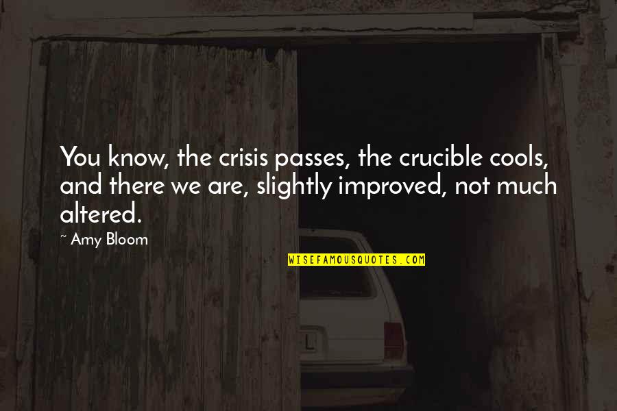 Kicking Bird Quotes By Amy Bloom: You know, the crisis passes, the crucible cools,