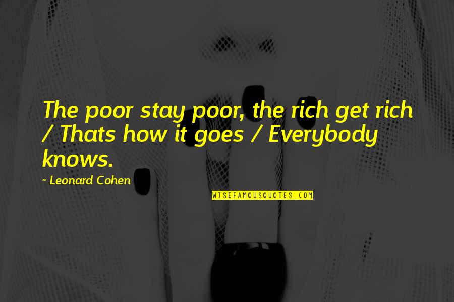 Kicking Bird Quotes By Leonard Cohen: The poor stay poor, the rich get rich