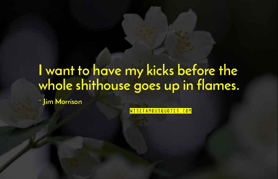Kicks Quotes By Jim Morrison: I want to have my kicks before the
