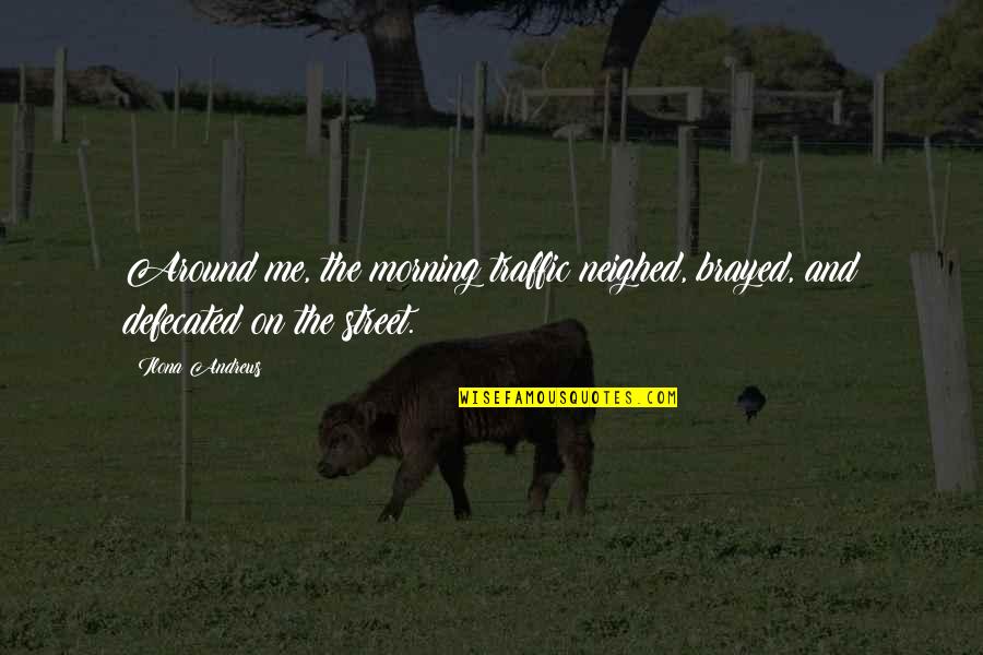 Kicky Quotes By Ilona Andrews: Around me, the morning traffic neighed, brayed, and