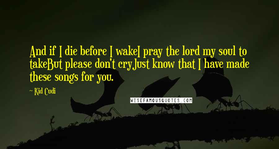 Kid Cudi quotes: And if I die before I wakeI pray the lord my soul to takeBut please don't cryJust know that I have made these songs for you.