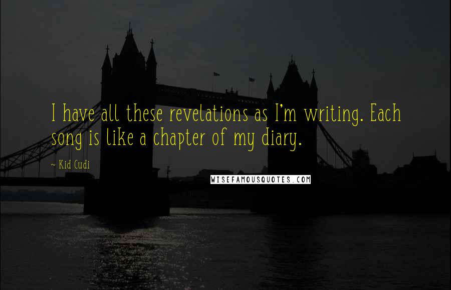 Kid Cudi quotes: I have all these revelations as I'm writing. Each song is like a chapter of my diary.