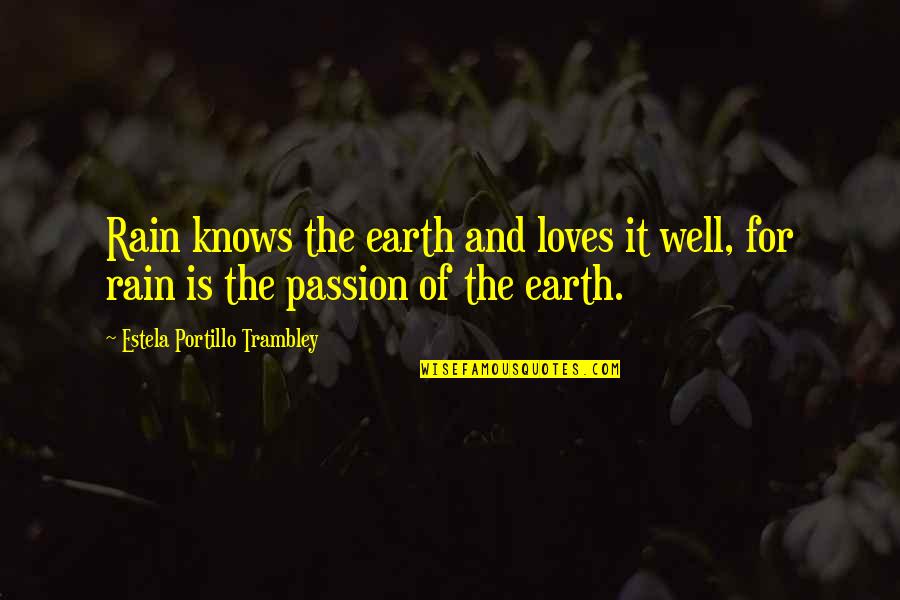 Kiddies Carnival Quotes By Estela Portillo Trambley: Rain knows the earth and loves it well, Kiddies Carnival Quotes By Estela Portillo Trambley: Rain knows the earth and loves it well,