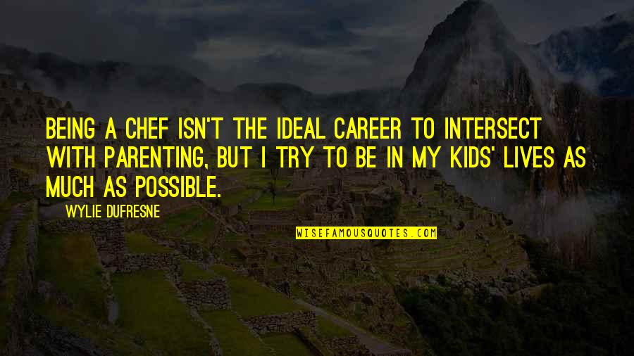 Kids Being Kids Quotes By Wylie Dufresne: Being a chef isn't the ideal career to