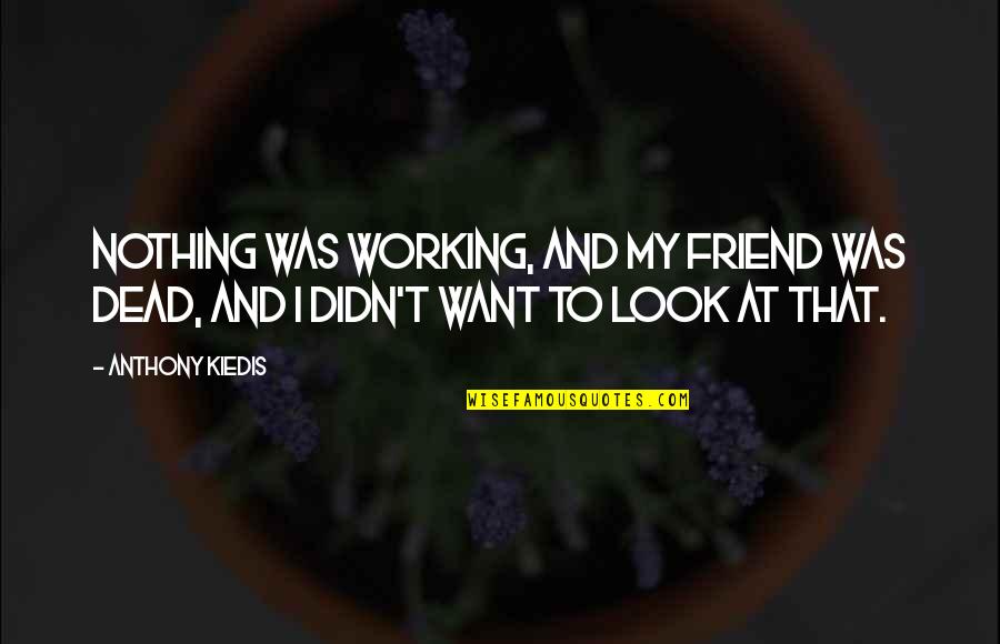 Kiedis Anthony Quotes By Anthony Kiedis: Nothing was working, and my friend was dead,