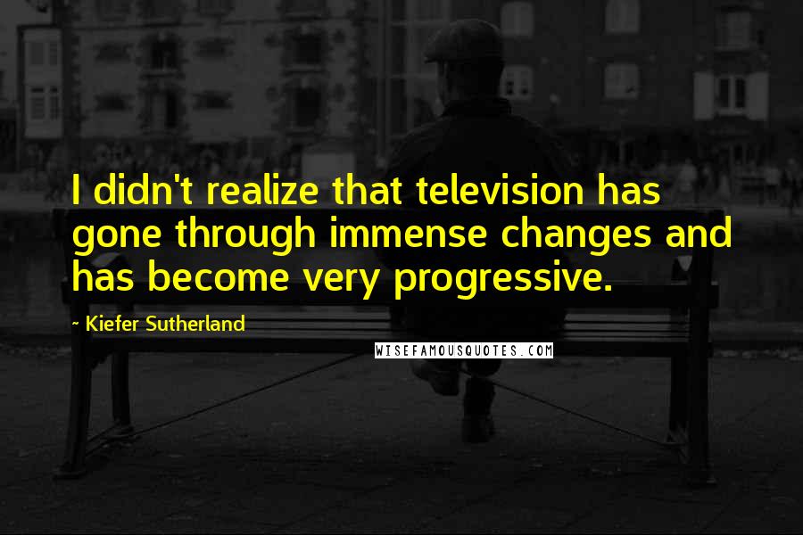 Kiefer Sutherland quotes: I didn't realize that television has gone through immense changes and has become very progressive.