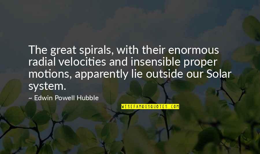 Kierkegaard Absurdism Quotes By Edwin Powell Hubble: The great spirals, with their enormous radial velocities