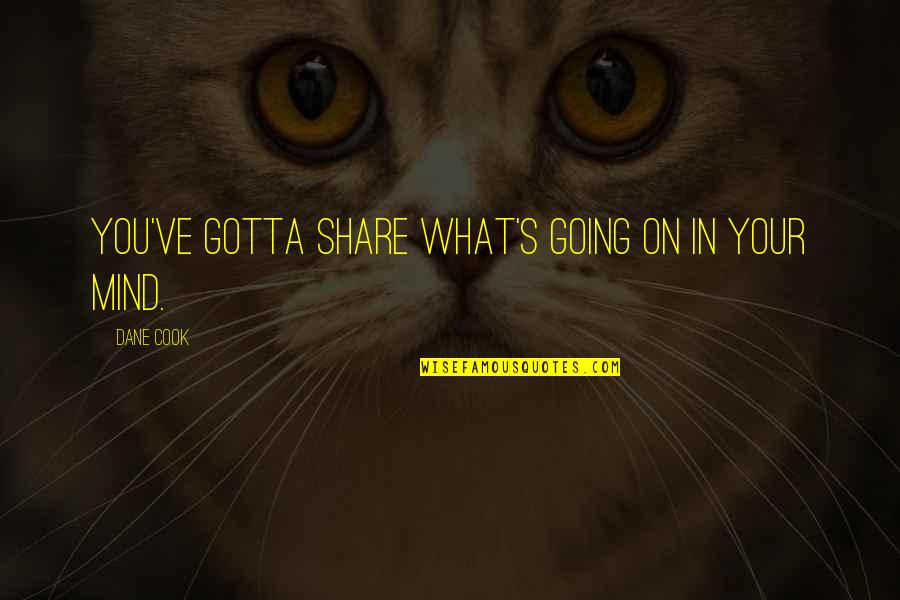 Kierkegaard Religion Quotes By Dane Cook: You've gotta share what's going on in your Kierkegaard Religion Quotes By Dane Cook: You've gotta share what's going on in your