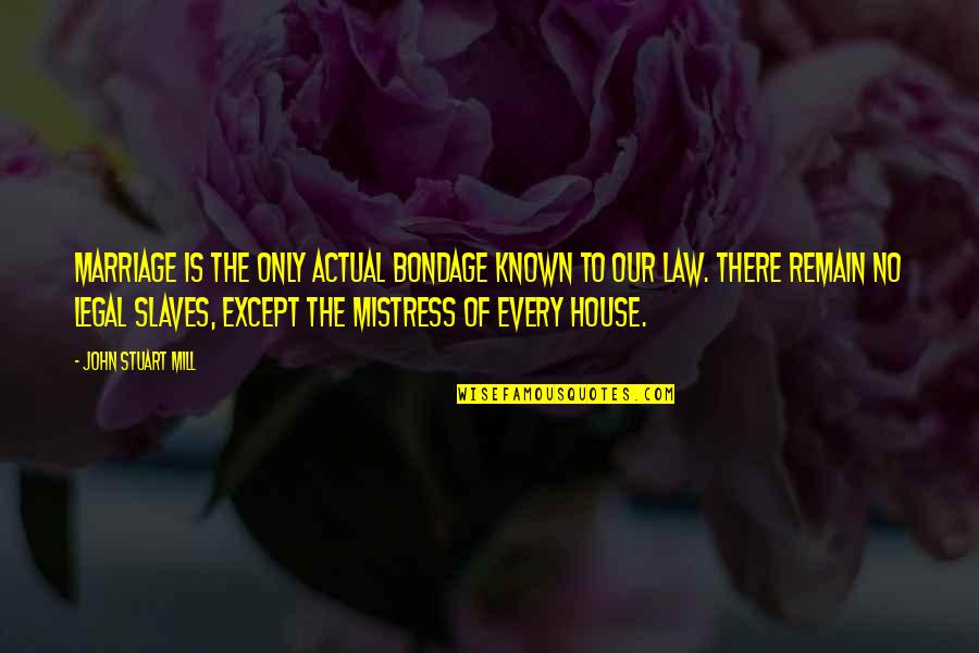 Kijk Tv Quotes By John Stuart Mill: Marriage is the only actual bondage known to Kijk Tv Quotes By John Stuart Mill: Marriage is the only actual bondage known to