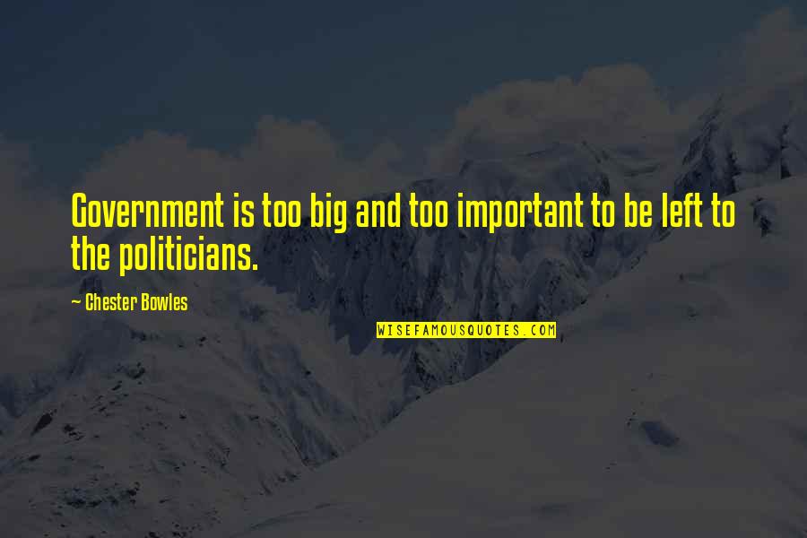 Kikkut Nordmarka Quotes By Chester Bowles: Government is too big and too important to