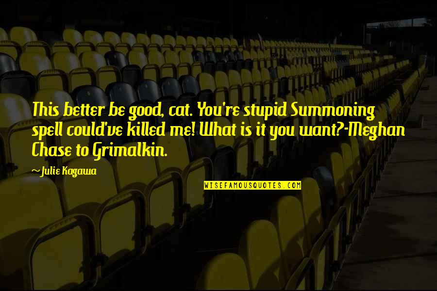 Killed Me Quotes By Julie Kagawa: This better be good, cat. You're stupid Summoning Killed Me Quotes By Julie Kagawa: This better be good, cat. You're stupid Summoning