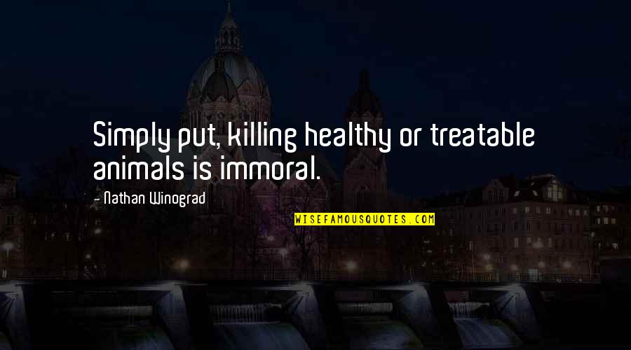 Killing Animals Quotes By Nathan Winograd: Simply put, killing healthy or treatable animals is