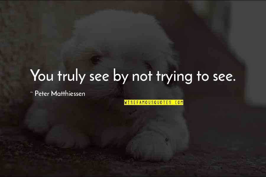 Killing Cops Quotes By Peter Matthiessen: You truly see by not trying to see.