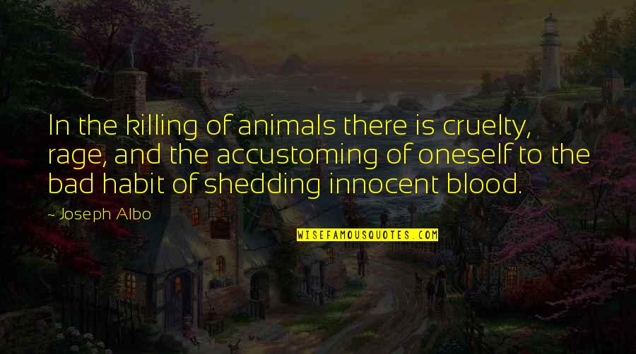Killing Oneself Quotes By Joseph Albo: In the killing of animals there is cruelty, Killing Oneself Quotes By Joseph Albo: In the killing of animals there is cruelty,