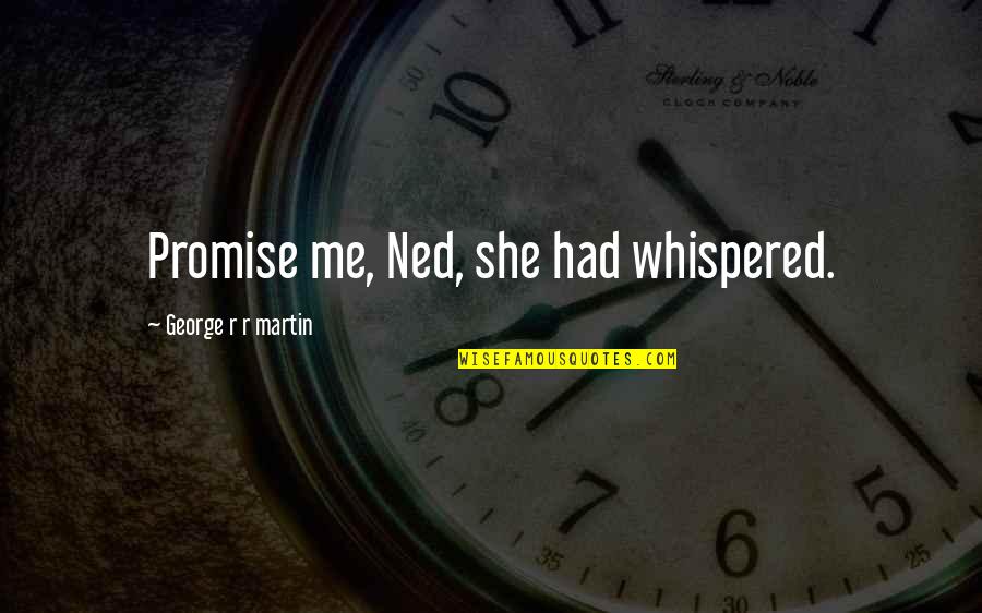 Killing Zombies Quotes By George R R Martin: Promise me, Ned, she had whispered.