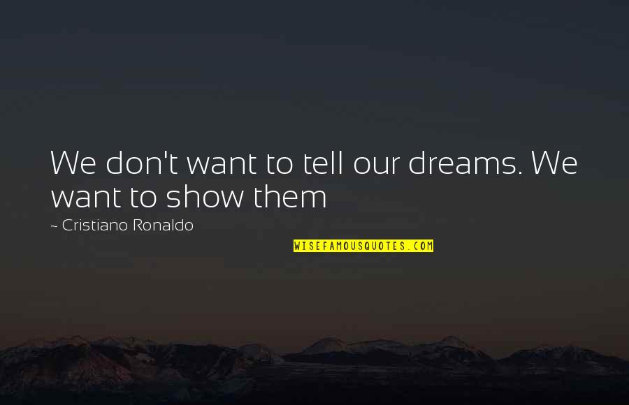 Kilong Sovidaray Quotes By Cristiano Ronaldo: We don't want to tell our dreams. We Kilong Sovidaray Quotes By Cristiano Ronaldo: We don't want to tell our dreams. We