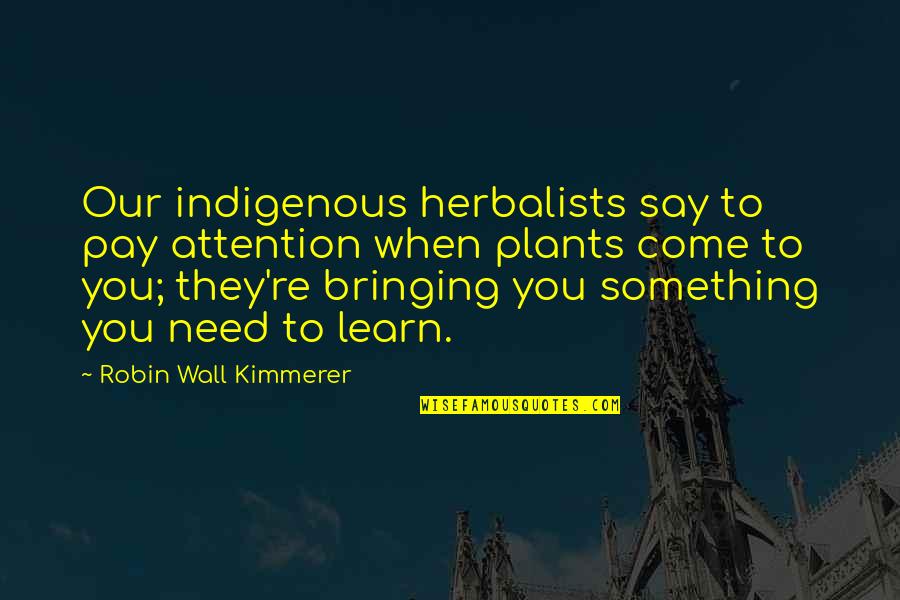 Kimmerer Robin Quotes By Robin Wall Kimmerer: Our indigenous herbalists say to pay attention when