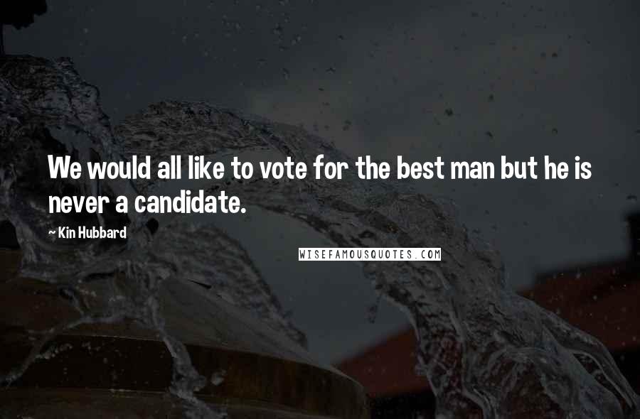 Kin Hubbard quotes: We would all like to vote for the best man but he is never a candidate.