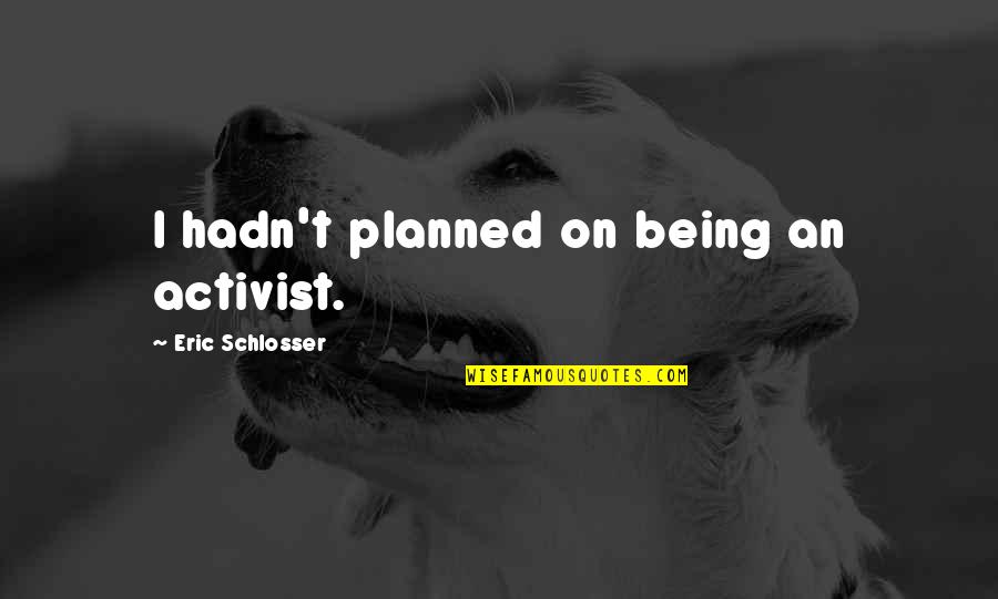 Kincardineshire Quotes By Eric Schlosser: I hadn't planned on being an activist.