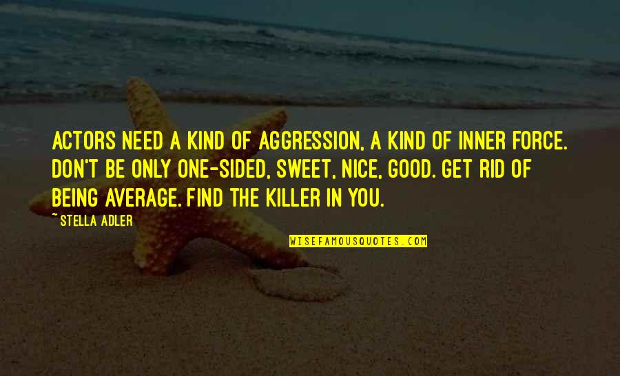 Kind And Sweet Quotes By Stella Adler: Actors need a kind of aggression, a kind