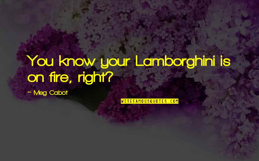 Kind Hearted Girl Quotes By Meg Cabot: You know your Lamborghini is on fire, right?