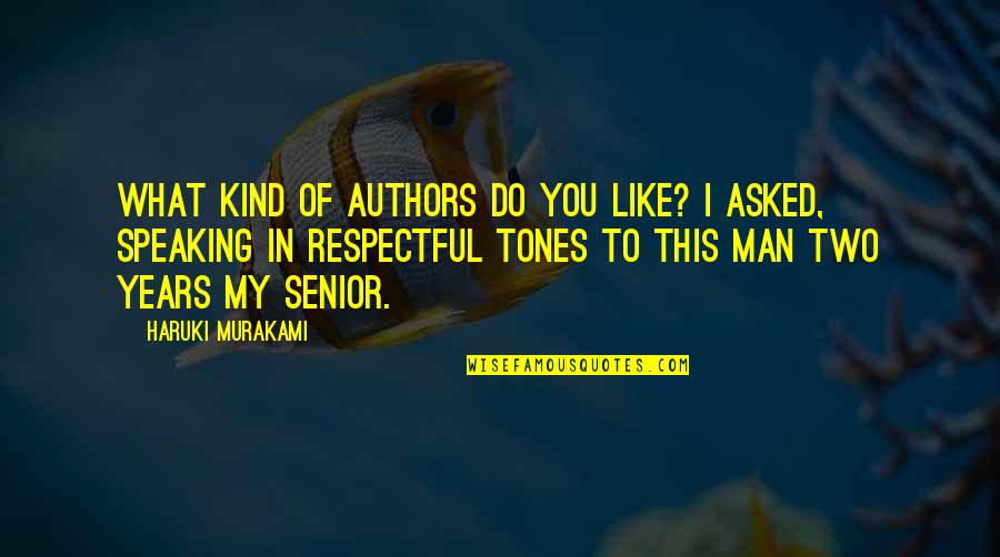 Kind Of Man Quotes By Haruki Murakami: What kind of authors do you like? I
