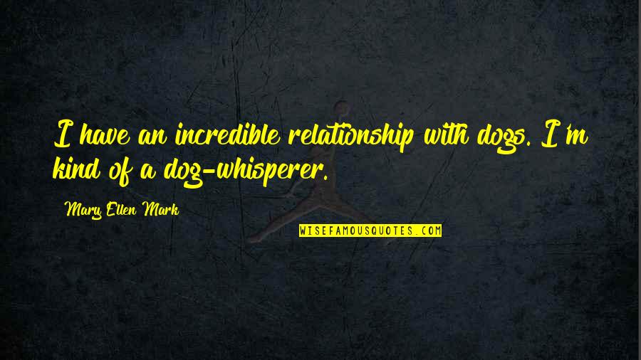 Kind Of Relationship Quotes By Mary Ellen Mark: I have an incredible relationship with dogs. I'm