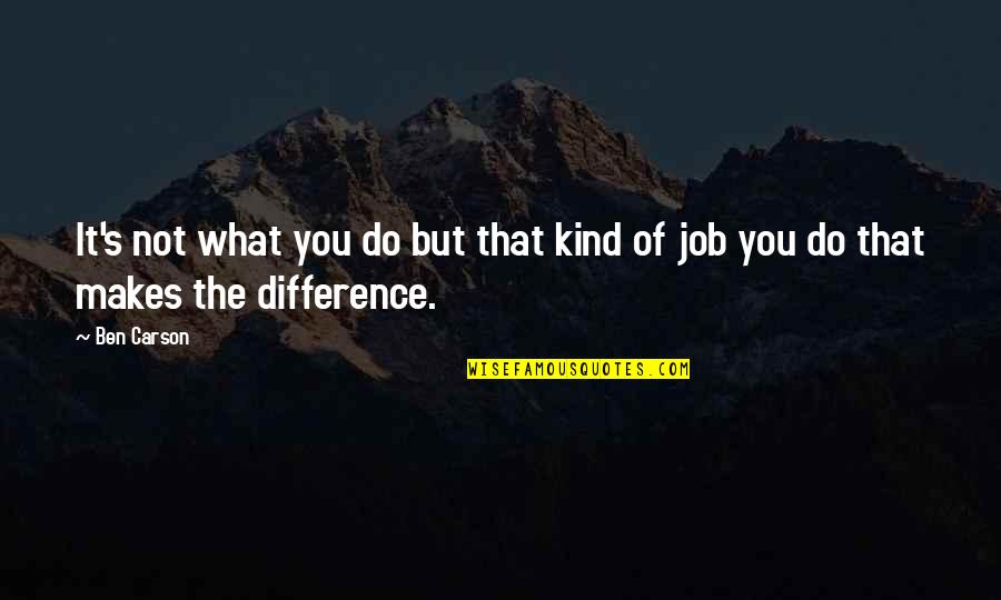 Kind Work Quotes By Ben Carson: It's not what you do but that kind