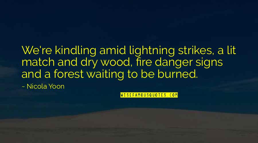 Kindling Fire Quotes By Nicola Yoon: We're kindling amid lightning strikes, a lit match