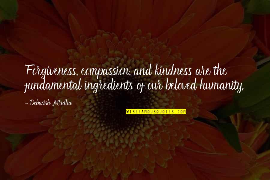 Kindness And Humanity Quotes By Debasish Mridha: Forgiveness, compassion, and kindness are the fundamental ingredients Kindness And Humanity Quotes By Debasish Mridha: Forgiveness, compassion, and kindness are the fundamental ingredients