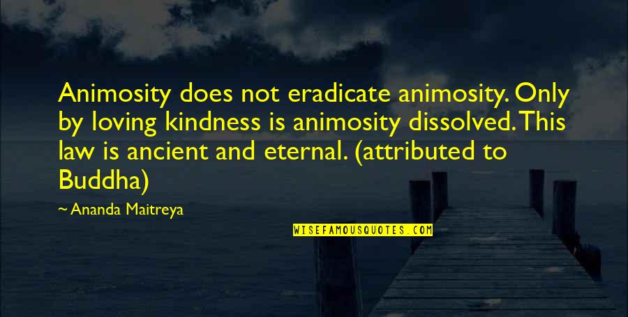 Kindness By Buddha Quotes By Ananda Maitreya: Animosity does not eradicate animosity. Only by loving